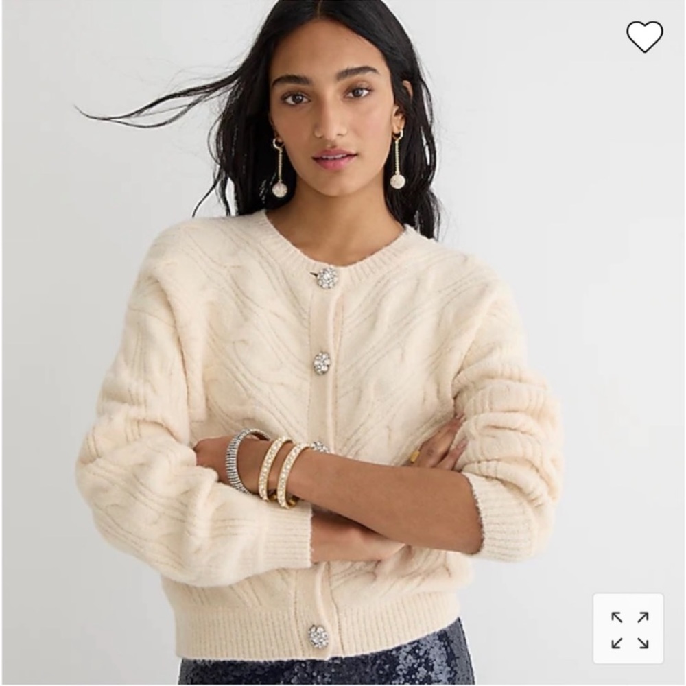 J.Crew Cable-knit cardigan sweater with jewel buttons